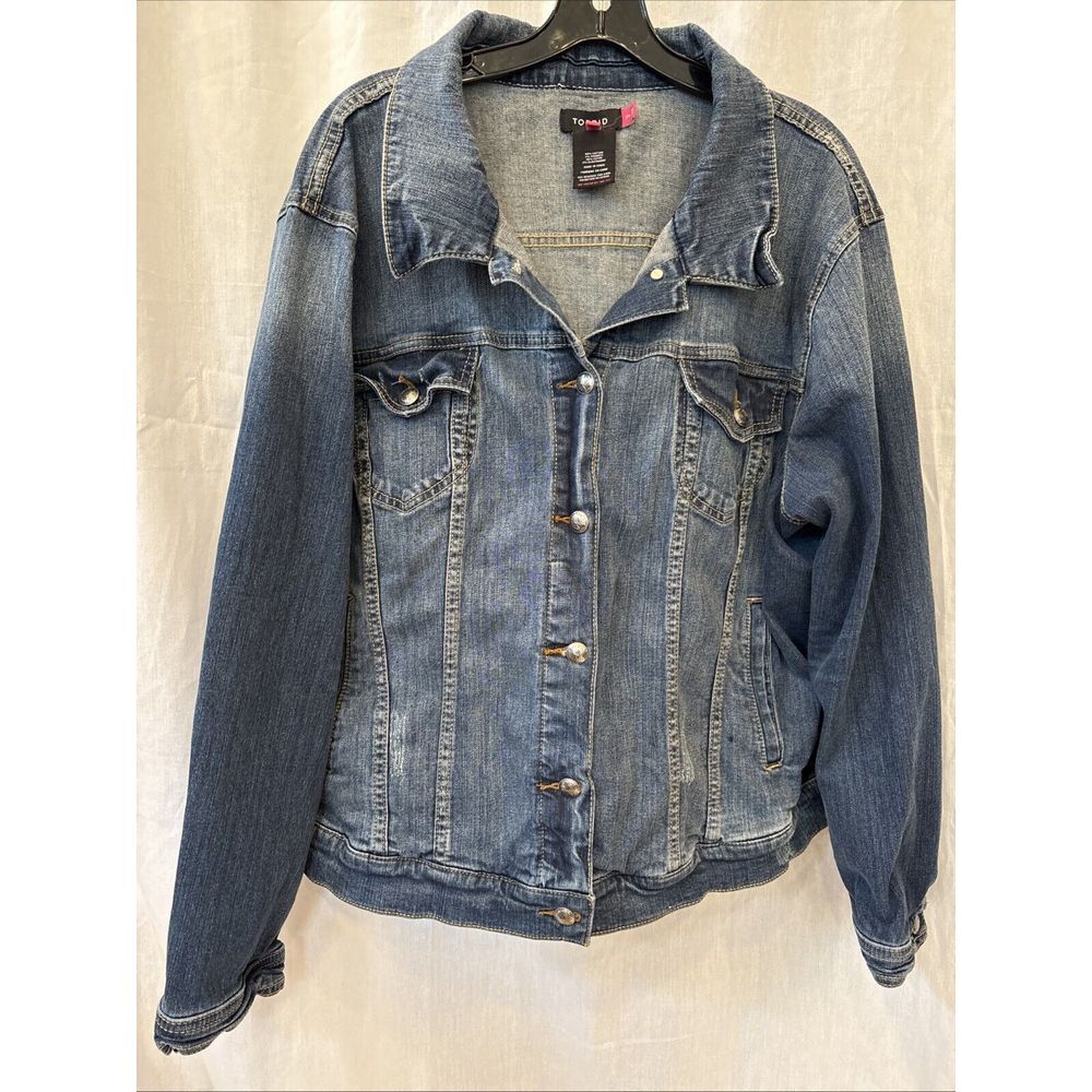 Torrid Denim Jacket Womens Size 3 Blue Trucker Button Up Jean‎ Long Sleeve